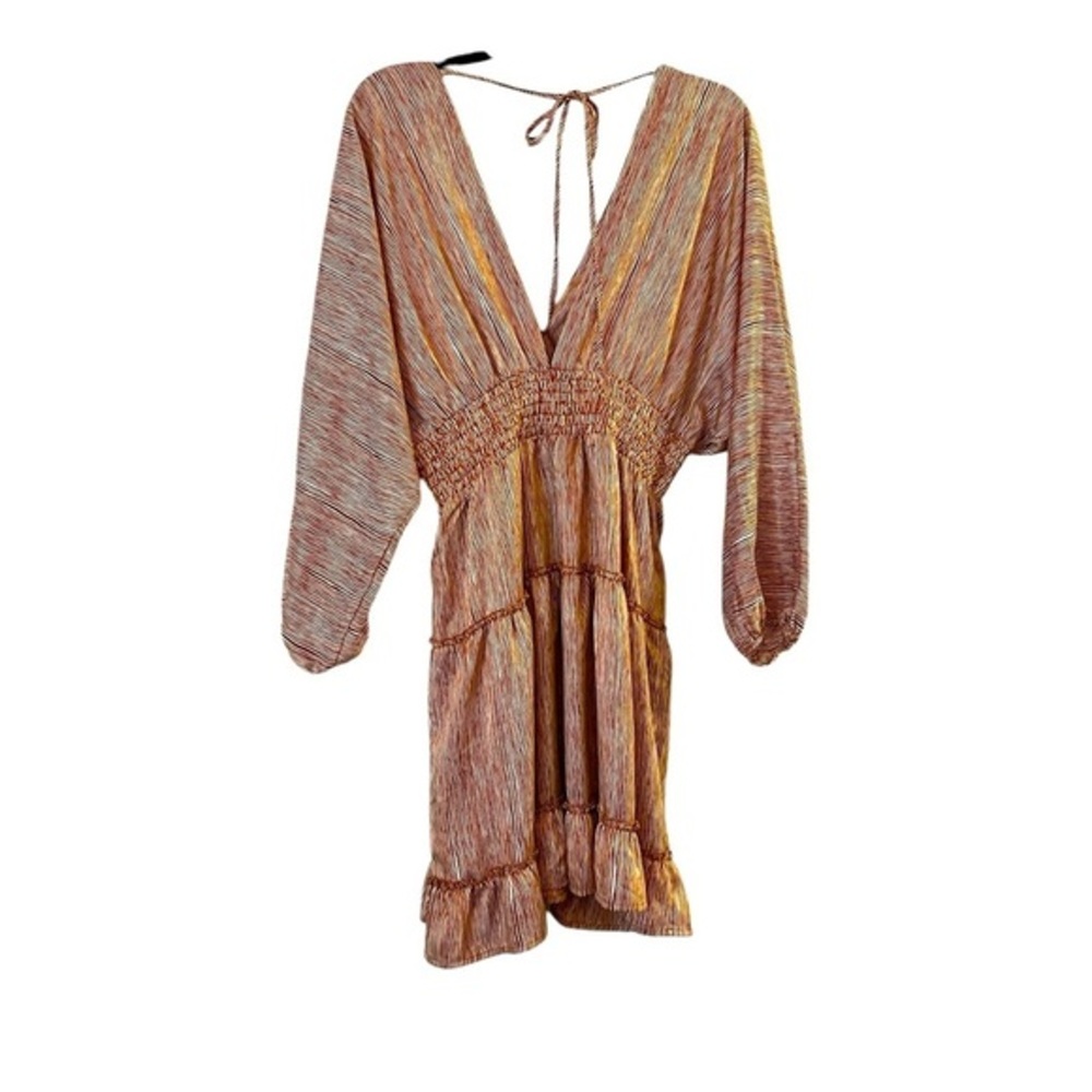 NWT Anthropologie Moon River Sabina Striped Double V-Neck Tiered Boho Dress M